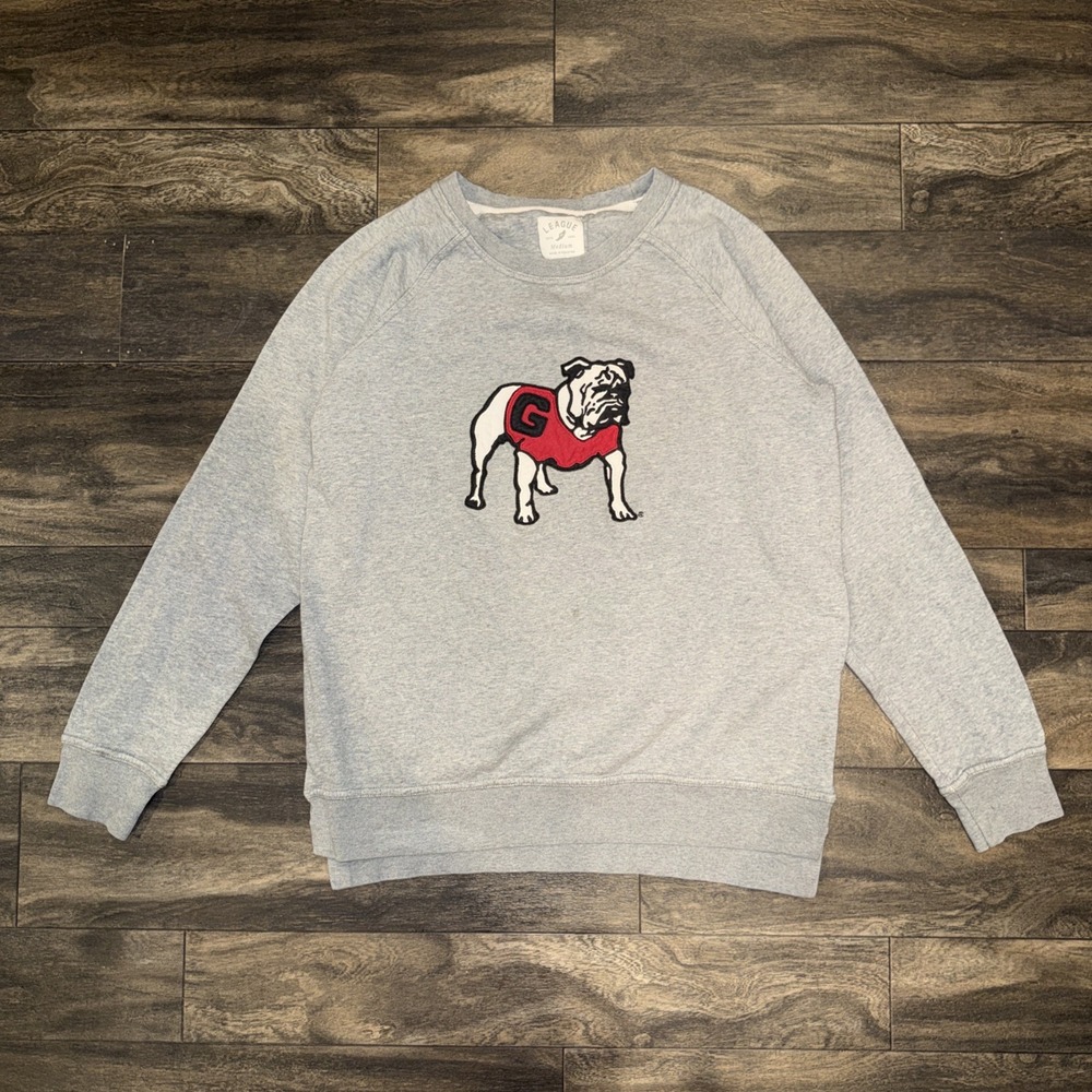 Georgia Bulldogs Fleece Crewneck Pullover Sweatshirt League Men's M Heather Grey